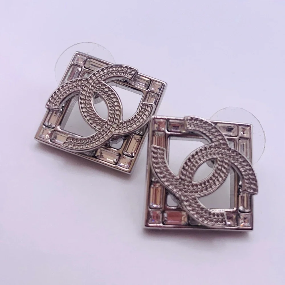 Chanel Strass CC Stud Earrings